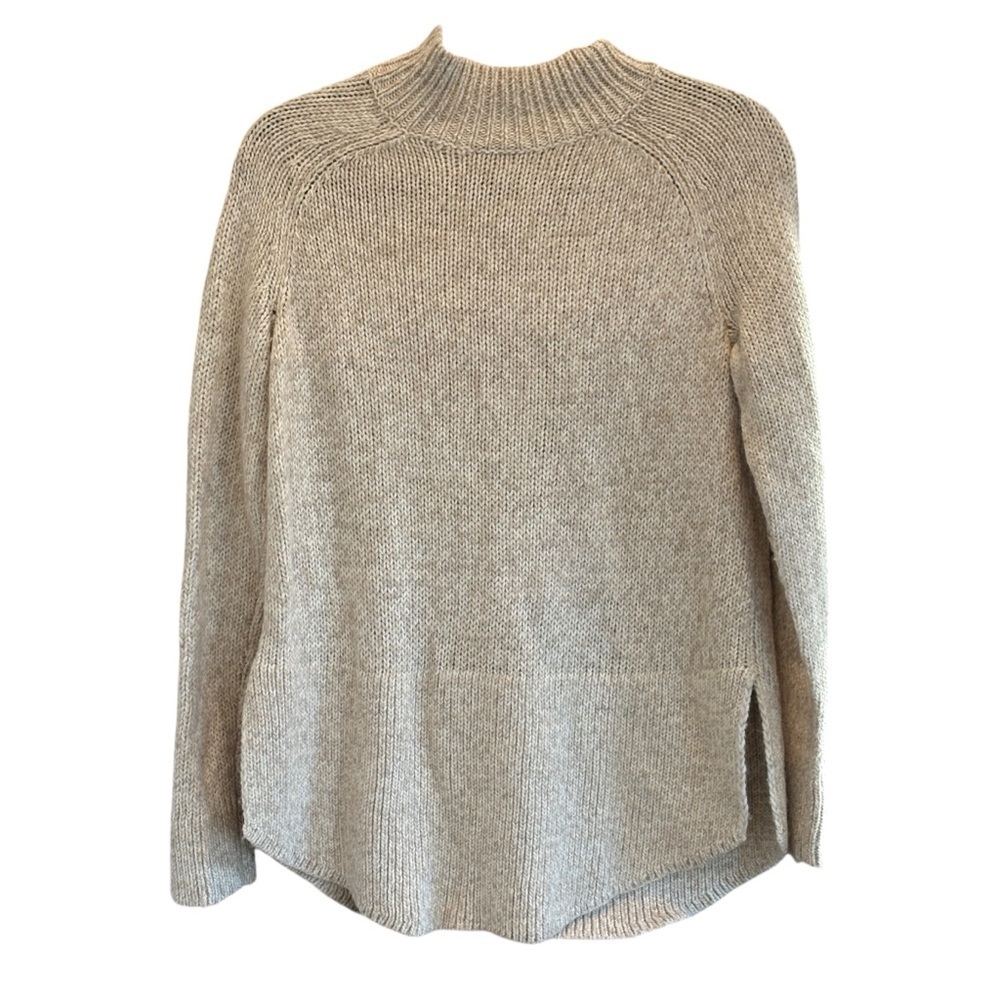 Max Studio Womens Cream Mock Turtleneck Wool Alpaca Blend Sweater Size Small